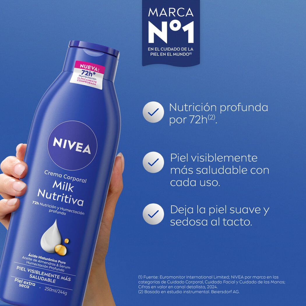 Crema Corporal Nivea Milk Nutritiva Extra Seca 250 ml, , large image number 1
