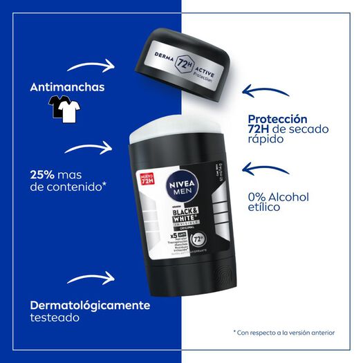 Desodorante Nivea Barra Black & White 50mL, , large image number 3