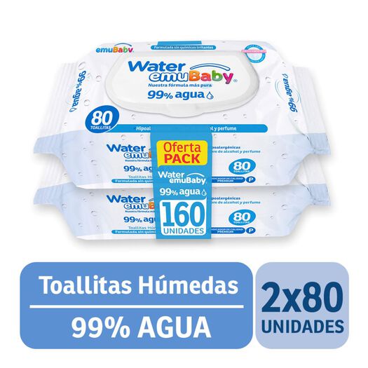 Toallas Húmedas Emubaby Water 160 un, , large image number 0