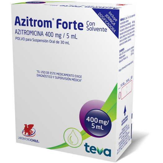 Azitrom Forte 400 mg/5 mL x 30 mL Polvo Para Suspensión Oral Con Solvente, , large image number 0