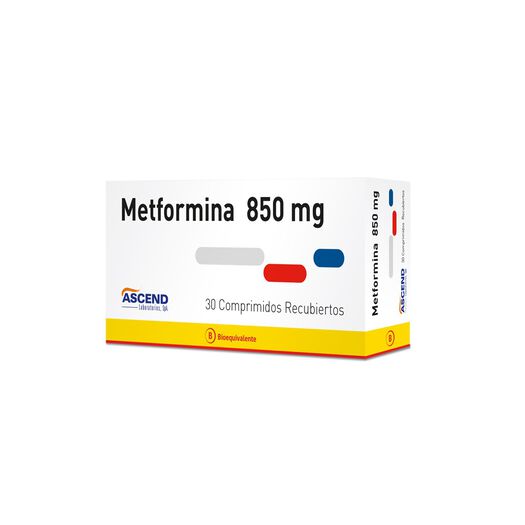 Metformina 850 mg x 30 Comprimidos Recubiertos ASCEND, , large image number 0
