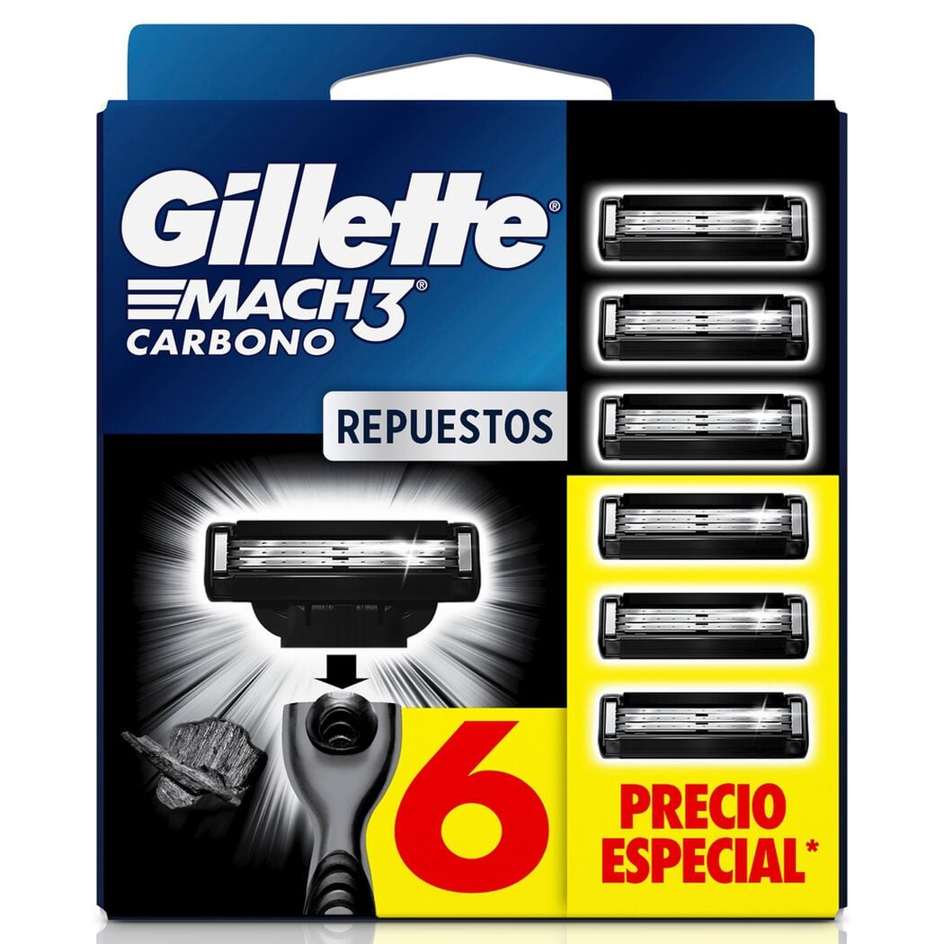 Repuesto M&aacute;quina de Afeitar Gillette Mach3 Carbono 6 un, , large image number 0