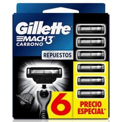 Repuesto M&aacute;quina de Afeitar Gillette Mach3 Carbono 6 un