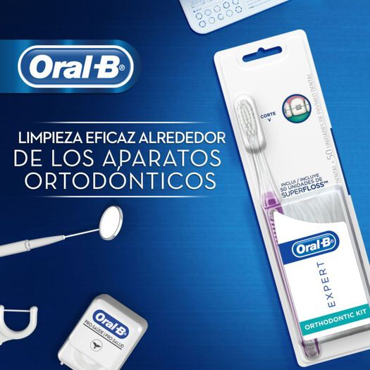 Oral B Kit Cepillo Dental Expert Orthodontic + Superfloss 50 Unidades x 1 Unidad, , large image number 1