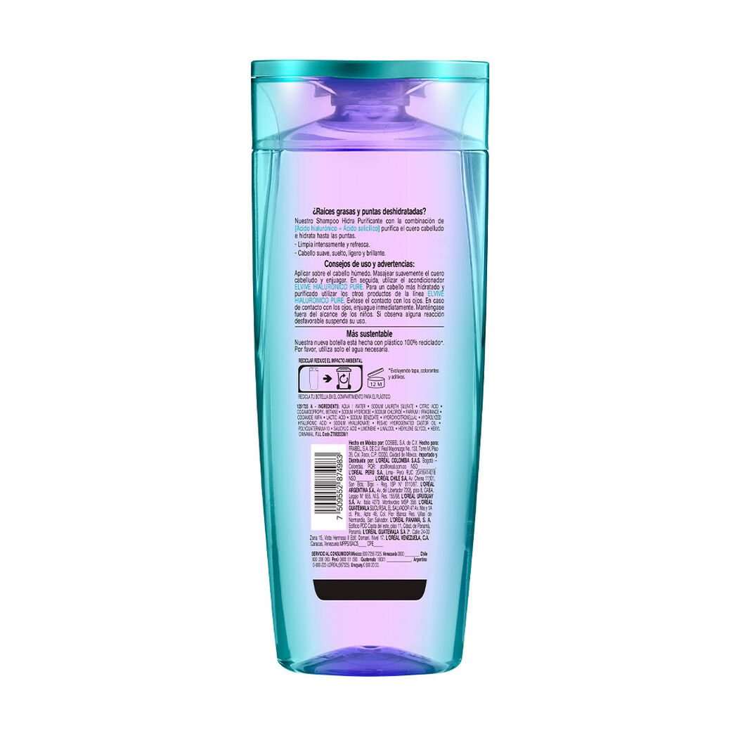 Shampoo Elvive Hialurónico Pure 680mL, , large image number 1