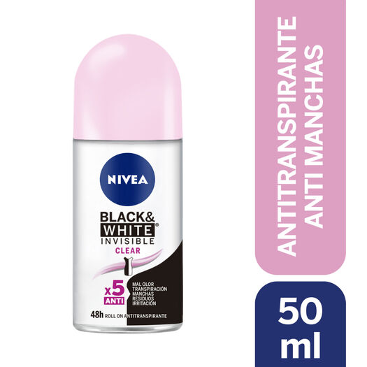 DESODORANTE ROLL ON NIVEA INVISIBLE BLACK & WHITE CLEAR 50ML, , large image number 0