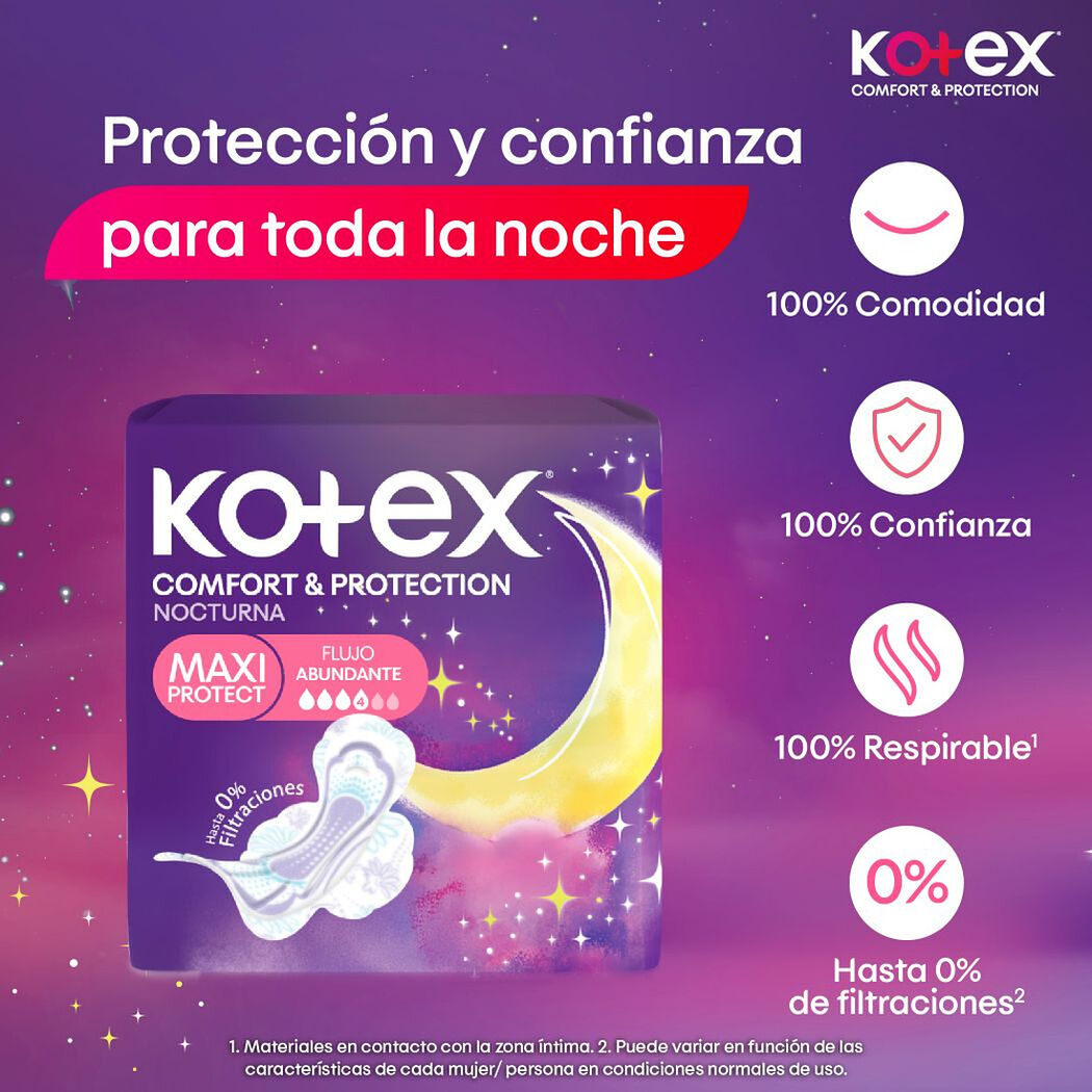 Toalla Higi&eacute;nica Kotex Con Alas Nocturna 8 un, , large image number 3