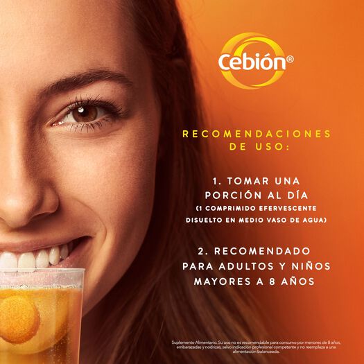 Cebión Vitamina C sabor Naranja x10 Comprimidos Efervescentes, , large image number 2
