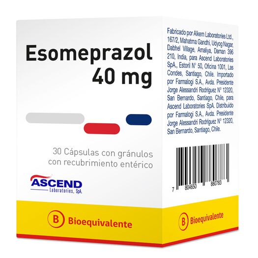 Esomeprazol 40 mg x 30 Cápsulas con Gránulos con Recubrimiento Entérico ASCEND, , large image number 0