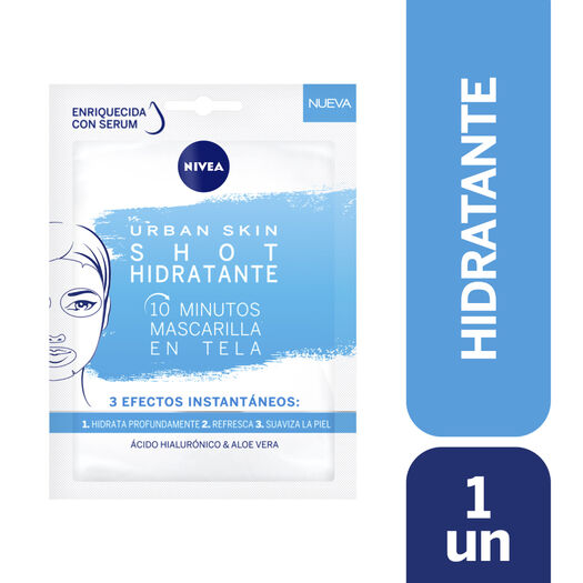 Mascarilla en Tela Nivea Urban Skin Shot Hidratante 10 Minutos, , large image number 0