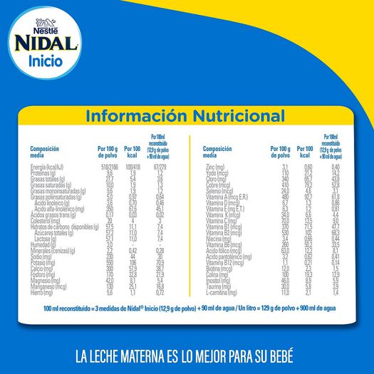 Fórmula Infantil Nidal Inicio Tarro 800 g, , large image number 3