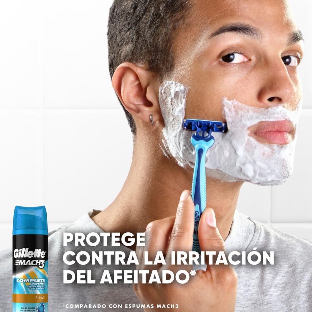 Espuma de Afeitar Gillette Mach3 Complete Defense Suave 200 mL, , large image number 1