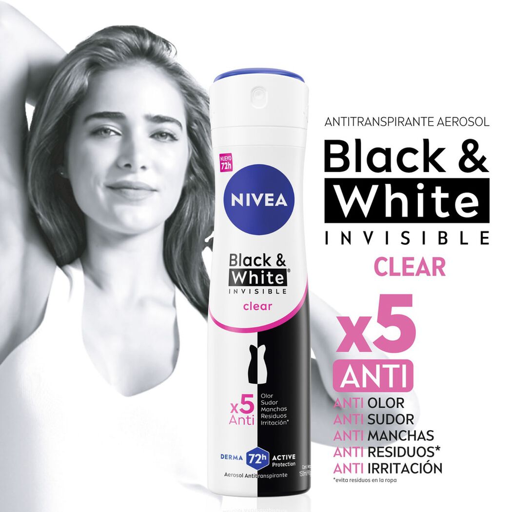 Desodorante Nivea Spray Black & White Clear 150 mL, , large image number 2