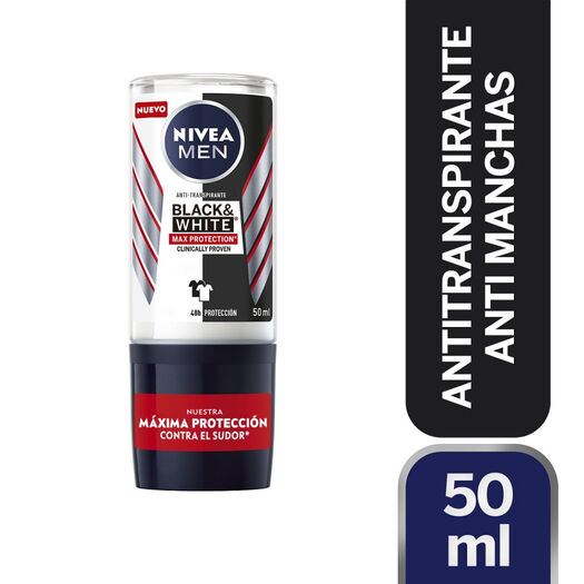 Desodorante Nivea Men Roll On Black&White Máxima Protección 50ml, , large image number 0