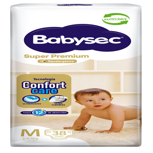 Pañales Babysec Super Premium M 38 un, , large image number 1
