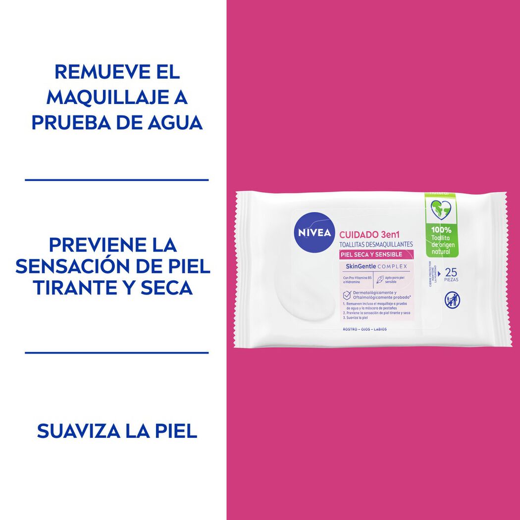 Toallitas Desmaquillantes Faciales Nivea Piel Seca 25uds, , large image number 1