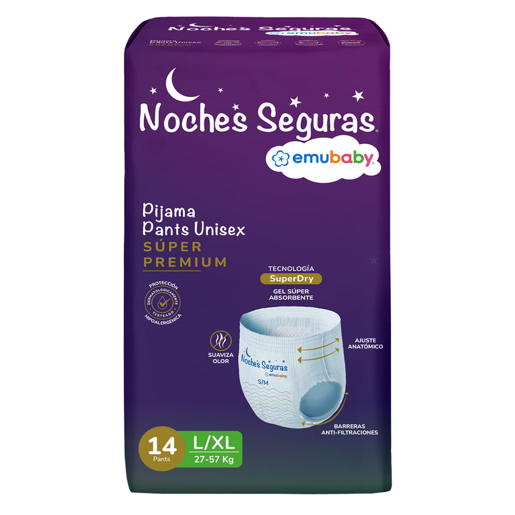 Pa&ntilde;ales Pijamas Pants Noches Seguras 27-57 kg L/XL x 14 unidades, , large image number 1