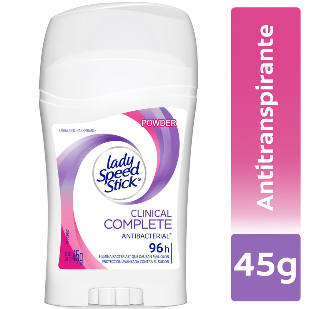 Desodorante Lady Speed Stick Clinical Complete Antibacterial Powder Barra 45 g, , large image number 0