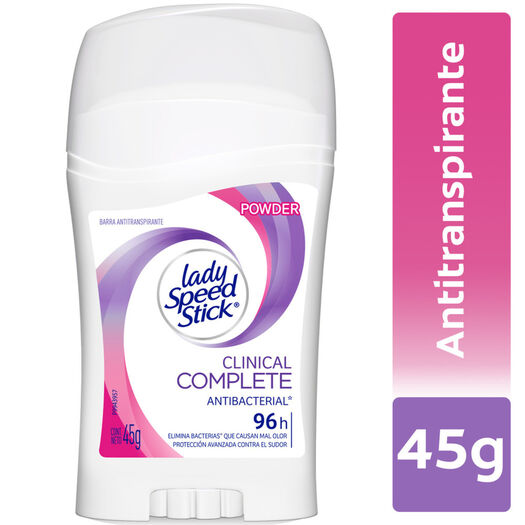 Desodorante Lady Speed Stick Clinical Complete Antibacterial Powder Barra 45 g, , large image number 0