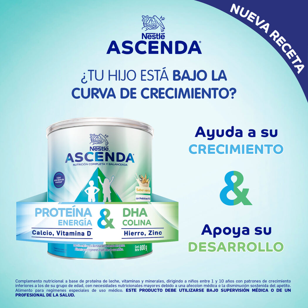 Complemento Nutricional Ascenda Vainilla 800 g, , large image number 1