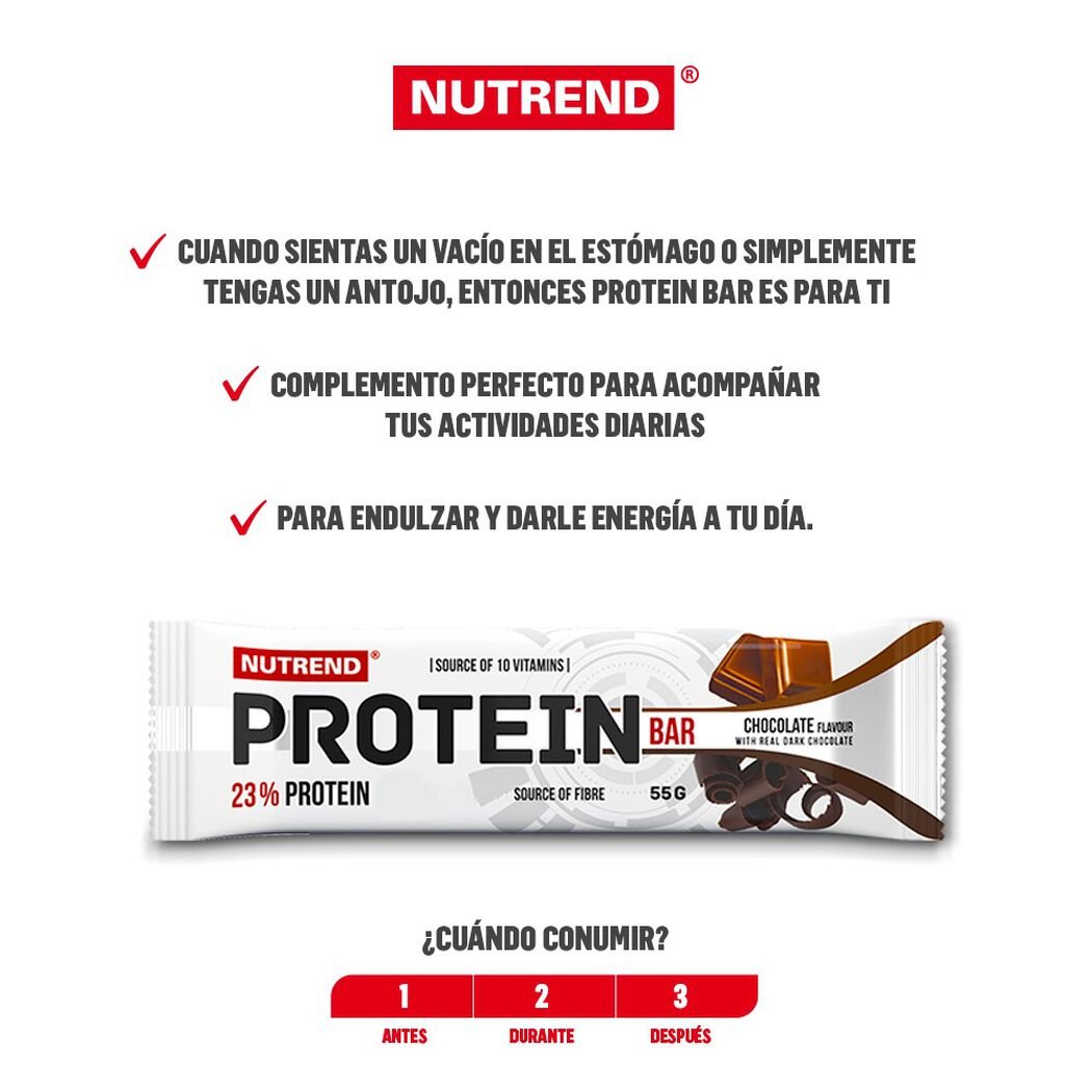 Nutrend Protein Bar Chocolate x 55 g Barra, , large image number 2
