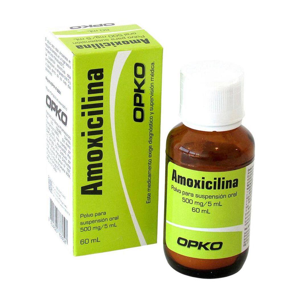Amoxicilina 500 mg/5ml Polvo para Suspensión Oral Fco. 60 ml OPKO CHILE S.A., , large image number 0