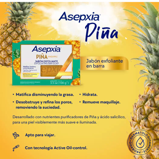 Asepxia Piña Jabón Exfoliante Barra 100 G, , large image number 2