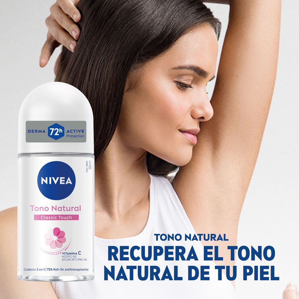 Desodorante Roll On Nivea Aclarado Natural Classic Touch 50 ml, , large image number 2