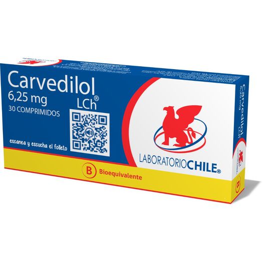 Carvedilol 6.25 mg x 30 Comprimidos CHILE, , large image number 0