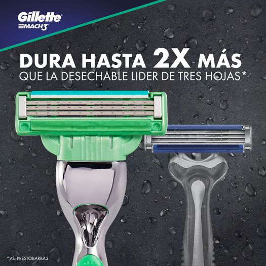 Máquina De Afeitar Recargable Gillette Mach3 Sensitive + 3 Repuestos Con Aloe Y Vitamina E, , large image number 1