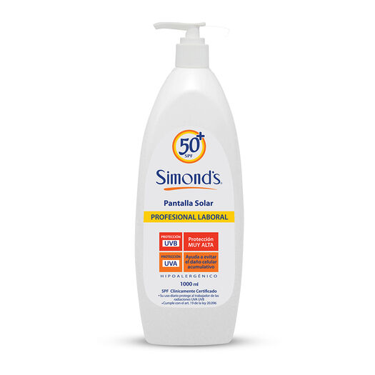 Simonds Pantalla Solar SPF 50+ Profesional Laboral Hipoalergenico x 1000 mL, , large image number 0
