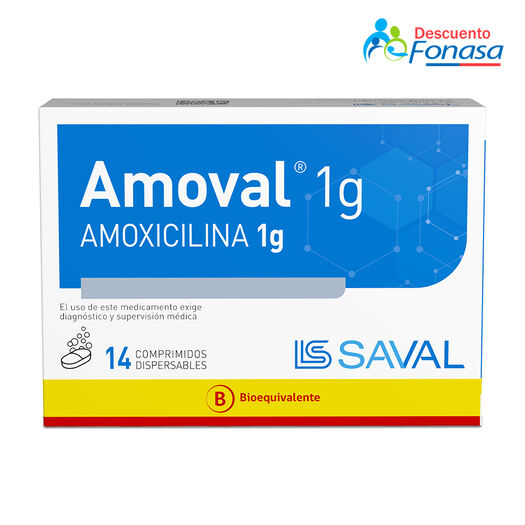 AMOVAL Amoxicilina 1 g 14 comprimidos, , large image number 0