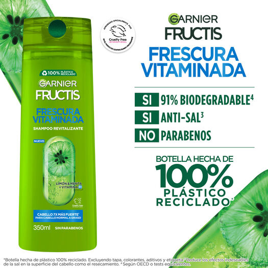 Fructis Shampoo Frescura Vitaminada x 350 mL, , large image number 2