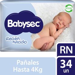 Babysec Pañal Recien Nacido x 34 Unidades