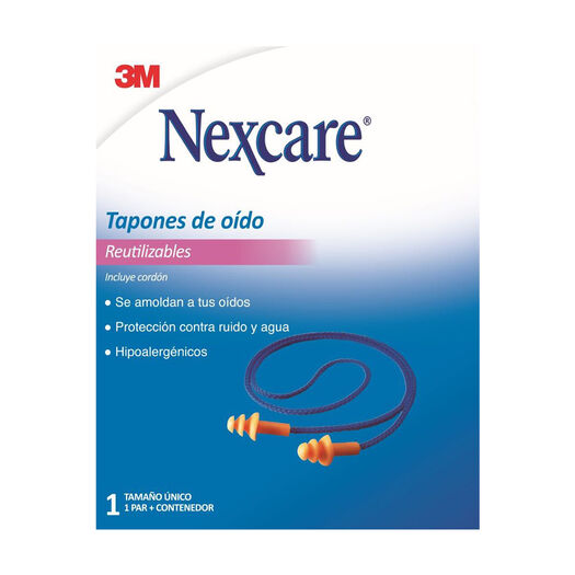 Nexcare¿ Tapones de oido reutilizables c/estuche, , large image number 0