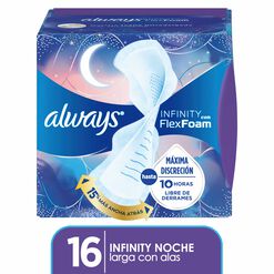 Toalla Higiénica Always Infinity Flex Foam Larga con Alas Noche 16 un
