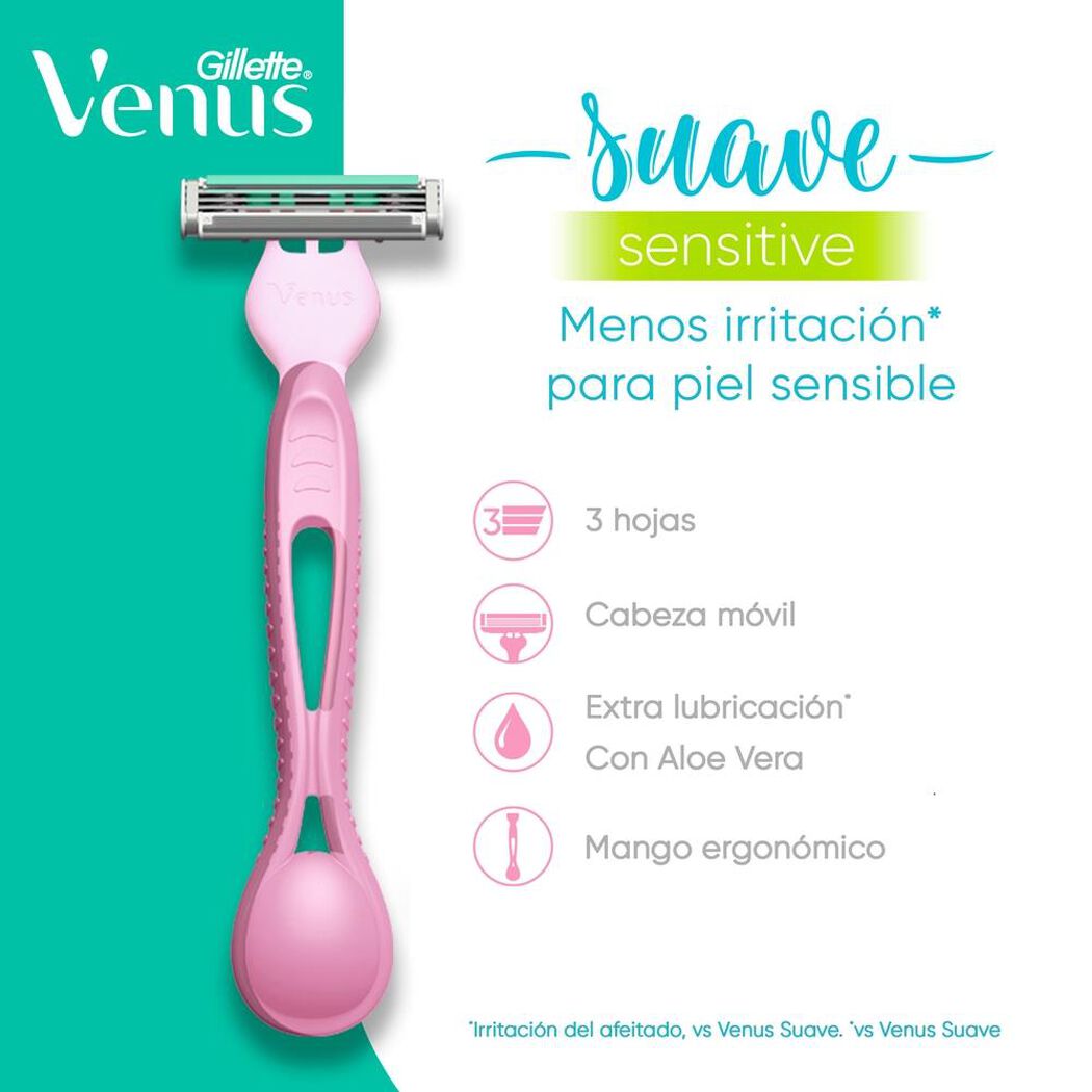 Máquina de Afeitar Gillette Venus Sensitive Suave 2 un, , large image number 1