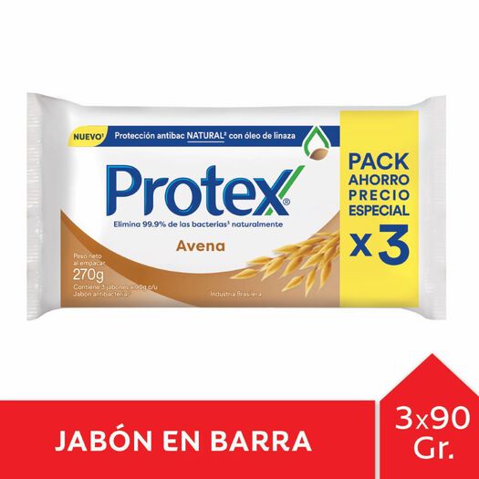 Protex Pack Jabon Avena 90 g x 3 Unidades, , large image number 0