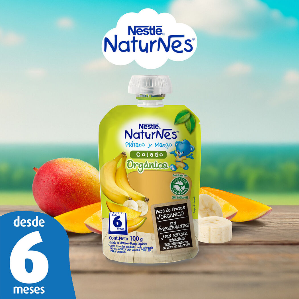 Compota Org&aacute;nica Pouch Naturnes Platano Mango 100 g, , large image number 1