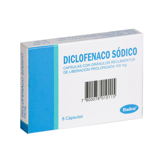 Diclofenaco Retard 100 mg x 8 Cápsulas BYB FARMACEUTICA LTDA, , large image number 0