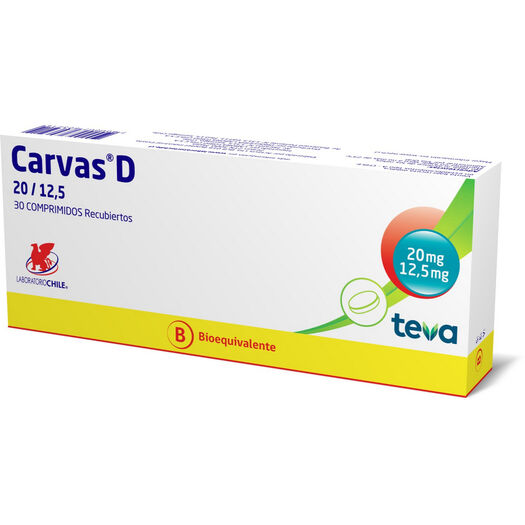 Carvas D 20 mg/12.5 mg x 30 Comprimidos Recubiertos, , large image number 0
