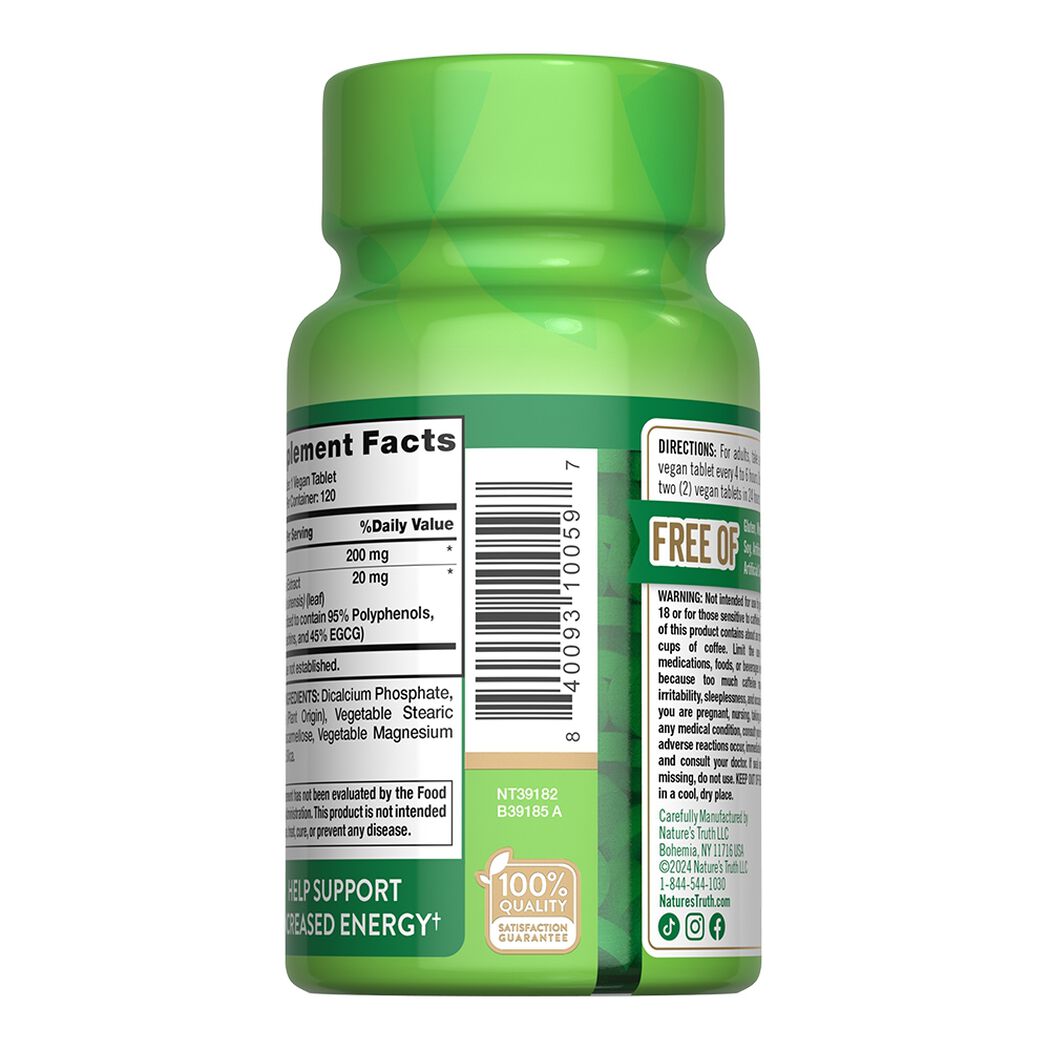 Cafe&iacute;na + Extracto de T&eacute; Verde 220mg 120 Tabletas, , large image number 3