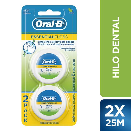 Oral-B Hilo dental sabor a menta Essential Floss, 2 unidades, , large image number 0