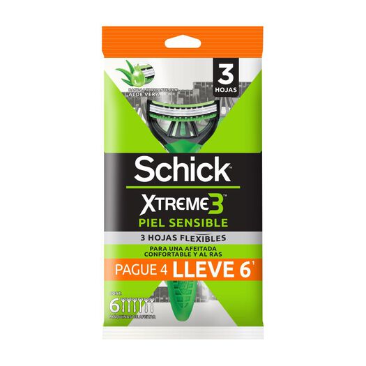 Maquina de Afeitar Schick Xtreme 3 Piel Sensible 6 un, , large image number 0
