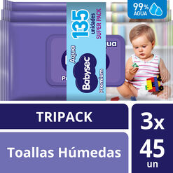 Toallas H&uacute;medas Babysec Premium 135 un