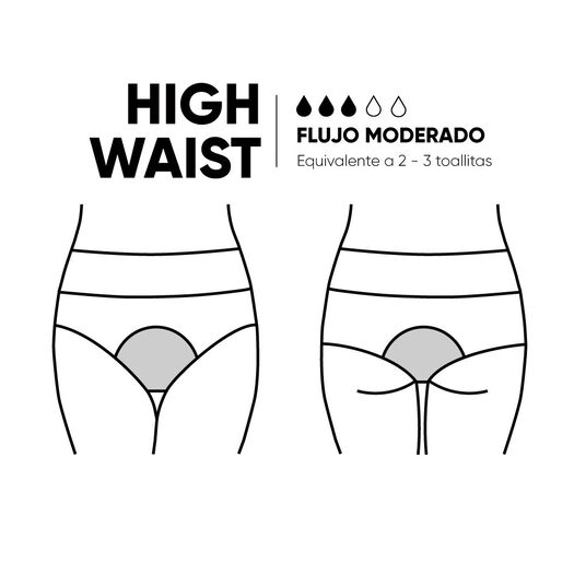 Calzón Menstrual High Waist Flujo Moderado Negro, M, , large image number 3