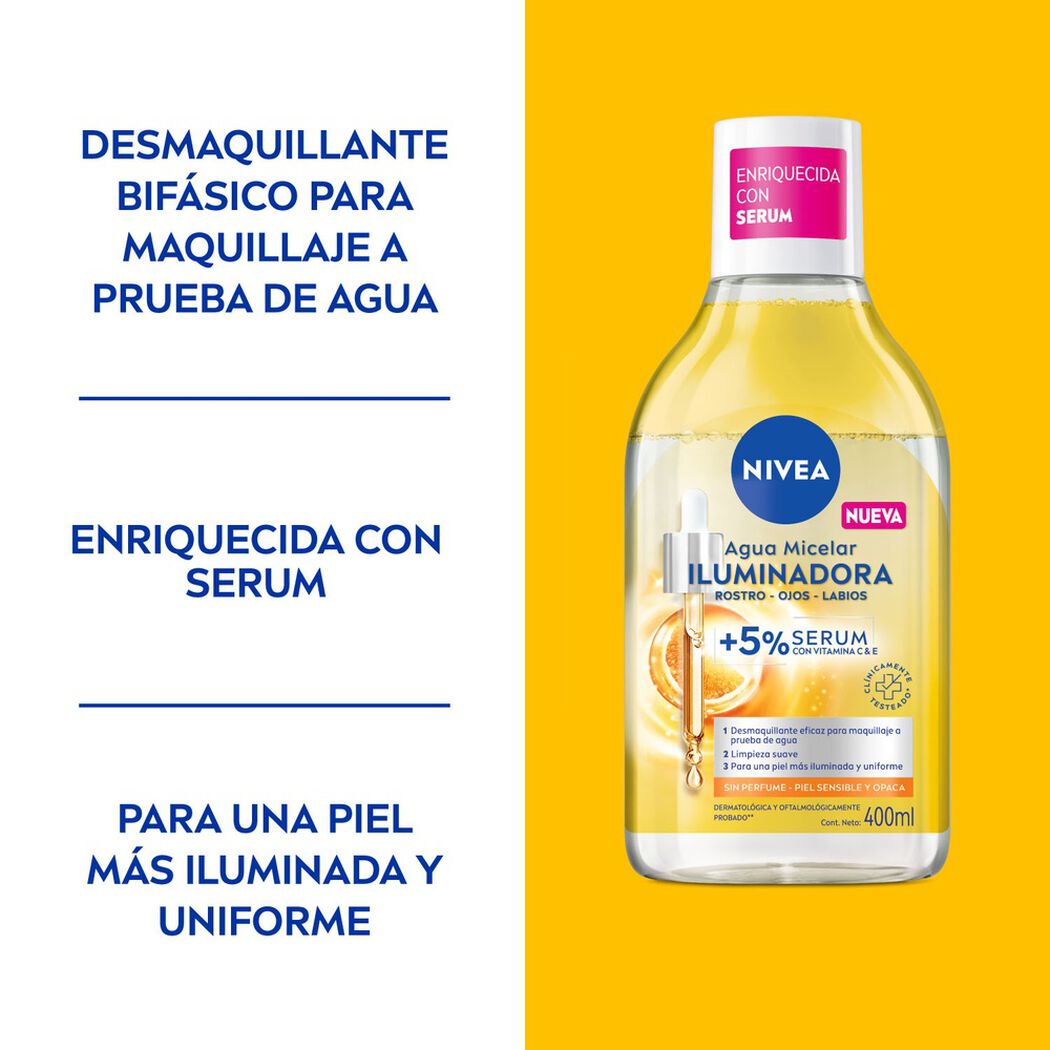 NIVEA Agua Micelar Bif&aacute;sica Iluminadora 400ml, , large image number 1