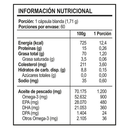 Vitaday Fish Ul Concentrate 1200Mg 60 Cápsulas, , large image number 1