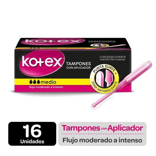 Tampones Kotex Medio con aplicador 16 un, , large image number 0