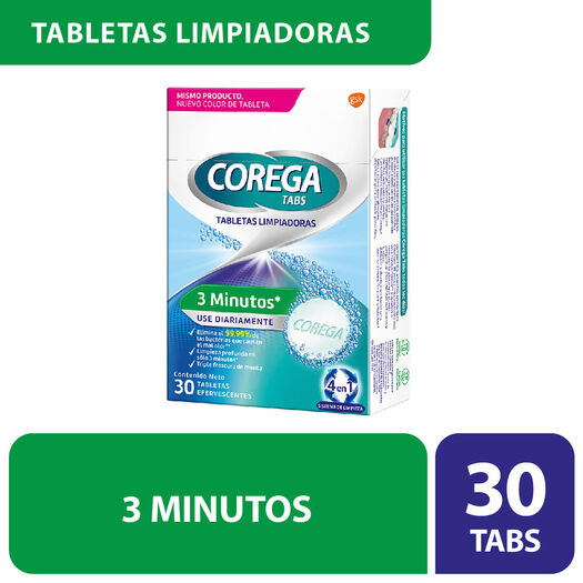 Tabletas Corega Limpiadoras de Protesis Dentales Efervescente 30 un, , large image number 0